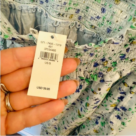 Aerie Spring Fling Floral Criss Cross Halter Smocked Dress SMALL Ditsy Dainty - Picture 8 of 13